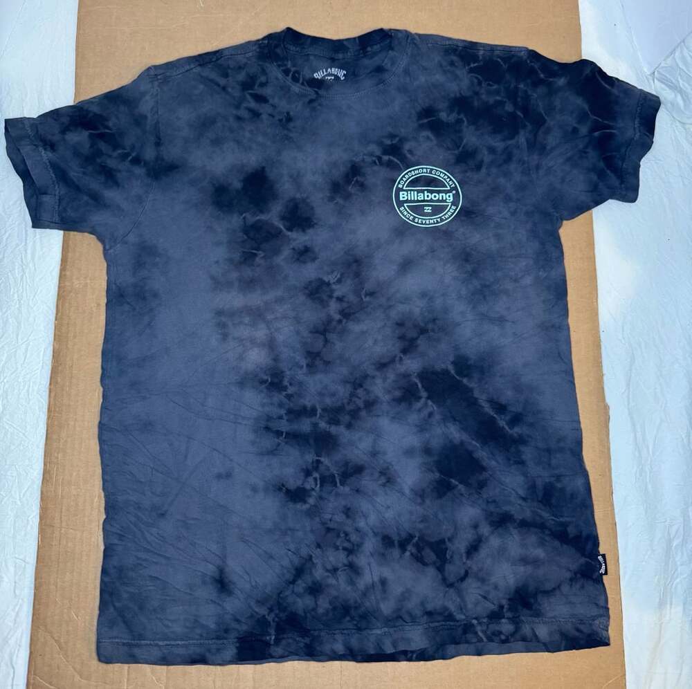Billabong Boardshort Company T-Shirt Size Medium Black Tie Dye